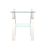 1-Piece Modern Tempered Glass Tea Table Coffee Table End Table, Square Table for Living Room, W241104206