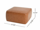 Upholstered Square PU Leather Ottoman,Tan N757P414086T