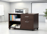 Lateral File Cabinet with Wheels Mobile Printer Cart with Open Shelves & Drawers, Holds A4 27071116