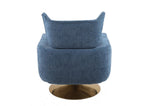 Classic Mid-Century 360-degree Swivel Accent Chair, Blue Linen W1361104586