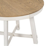 Farmhouse Round Extendable Dining Table with 16" Leaf Wood Kitchen Table 38877498