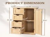 Natural wood color, MDF with melamine veneer, 56*30*80cm, 4 drawers, 1 door, bathroom vanity 73377159