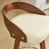 Bar Stools Set of 2, Swivel Bar Height Stools with Low Back, Wood Bar Chairs with Soft Cushion Seat, W1143P173432