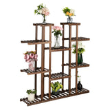 ZNTS 6-Story 11-Seat Indoor And Outdoor Multifunctional Carbonized Wood Plant Stand 62601647