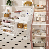 4-in-1 Folding Sewing Table with Lockable Wheels Multi-Functional Craft Station, End Table, W2700P311798