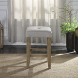 Transitional Counter Height Stools Set of 2pc, Oak Finish and Gray Synthetic Leather Seat Wooden B2741P327429
