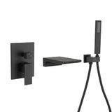 ZNTS Modern Style matte black Wall Mount Tub Filler Bathroom Bathtub Faucet Shower Set W121984826