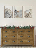 CIFbuy3pcs/aet Minimalist Mountain Landscape Metal Wall Art Square Hollow-Out Panels, Mesmerizing 37234795