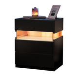 LED Nightstands 3 Drawer Dresser for End Table with Acrylic Board LED Bedside Tables for 00962612
