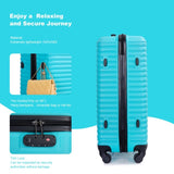 3 Piece Luggage Sets ABS Lightweight Suitcase with Two Hooks, Spinner Wheels, TSA Lock, W284102007