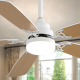 ZNTS indoor Modern 52 Inch Ceiling Fan With Dimmable 6 Speed Wind 5 Blades Remote Control Reversible DC W882P146291