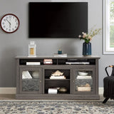 Retro TV Stand for 65'' TV, TV Console Cabinet with Storage, Open Shelves Entertainment Center for W2275P210033