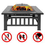 ZNTS Portable Courtyard Metal Fire Pit with Accessories Black 52194990