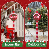 Lighted STOP Sign Christmas Yard Decorations, Pre-lit Road Sign SANTA STOP HERE with 70 LED White 88273492