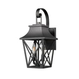 Black Outdoor Wall Lantern 2-Light, Large Outside Modern Wall Sconce Fixture, Industrial Porch W2714P218530