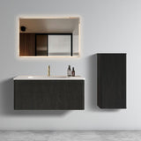 U058-Etna36W-308 Etna 36" Striped Brushed Black Oak Floating Bathroom Vanity with White Ceramic W1865P218041