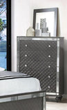 1Pc Glam Contemporary Style 5-Drawer Chest Storage Drawers w Mirror Plating Tapered Legs Gray Finish B011P222478