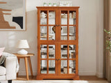 Curio Display Cabinet, Antique Display Cabinet with Glass Doors Adjustable Shelves for Collectibles W2275P292662