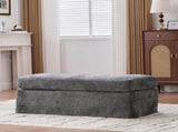 46" Wide Modern Upholstered Chenille Ottoman, Foot Stool Square Footrest with Black Metal Legs for W3098P356196