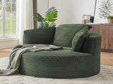 Compressible Corduroy Round Chair with Cushioned Backrest - Modern Comfort Seating for Living W2339P323618
