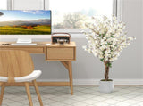White Faux Plum Blossom Plant with Solid Wood Trunk 35065483