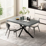 55.11" -70.86"Retro Rectangular Stretch Dining Table,Dark Grey stone Top And Relief Plate, W757P209558