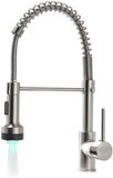 Commercial LED Kitchen Faucet with Pull Down Sprayer, Single Handle Single Lever Kitchen Sink Faucet W1932P172329