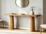 63" Farmhouse Wood Console Table Cylindrical Leg Design 09187461
