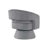 Modern Luxurious Swivel Accent Chair Dark Gray Soft Corduroy Upholstery Plush Seating Solid Wood B011P256231