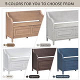 Rustic Style Solid wood Entryway Multifunctional Storage Bench with Safety Hinge 60666981