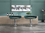 Set of 2 Bar Stools,with Chrome Footrest and Base Swivel Height Adjustable Mechanical Lifting Velvet 59075110