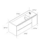 DAX Cenit Single Vanity Cabinet with 2 Drawers 1 Door 48 Inches Matt Moka B2702P227048