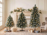 3Pack PreLit Snow Flocked Pencil Christmas Tree Set, 3FT/ 4FT/ 5FT Slim Artificial Xmas Trees with N710P523031F