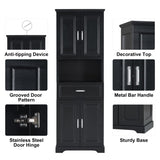 ZNTS Tall Bathroom Cabinet with Four Doors, Large Storage Space Open Shelve, Upper Storage Cabinet, Black 41680968