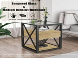 Set of 2 Modern End Table with Drawer - Nightstand for Bedroom & Living Room, Natural Wood MDF & W241P246921