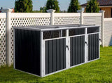 Garbage Bin Shed Stores 3 Trash Cans Metal Outdoor Bin Shed for Garbage Storage,Grey W1350P230164