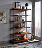 Honey Oak and Black 6-Shelf Bookshelf B062P209197