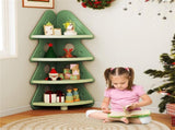 4-Tier Kids Christmas Tree Corner Bookshelf, Anti-Falling Guardrails & Anti-Tipping Kit for 3 Years 01810271