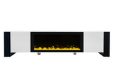 ON-TREND Modern TV Stand 34.2" Non-heating Electric Fireplace, High Gloss Entertainment Center 14602756