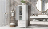 ZNTS Tall Storage Cabinet with Two Drawers for Bathroom/Office, White WF299284AAK