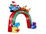 10FT Lighted Christmas Inflatable Archway, Inflatable Arch with Reindeer Pulling Santa's Sleigh, 88336718