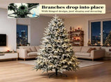 7ft Flocked Christmas Tree Hinged Design 2679 Tips 350 Warm White LEDs 04971051