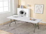 6 Foot Folding Table,Fold-in-Half Plastic Table,Indoor Outdoor Picnic Party Dining Camp 67979816