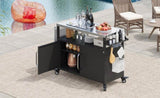 K&K 54.5" Outdoor Kitchen Island with Stainless Steel Tabletop, Metal Grill Cart Table with Storage N707P270779B
