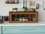 Countertop Storage Cabinet with Glass Flip-up Door, Small Pantry Spice Rack Organizer for Coffee Bar W331P533385