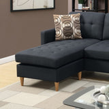 ZNTS Black Polyfiber Sectional Sofa Living Room Furniture Reversible Chaise Couch Pillows Tufted Back B01149143