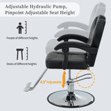 ZNTS Classic Reclining barber Chair Salon Chair for Hair Stylist with Heavy Duty Hydraulic Pump, 360&deg; 19137300