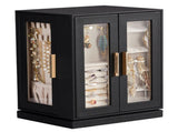 360&deg Rotating Jewelry Box with 5 Drawers - Black Cabinet & Pink Velvet Interior 91896017