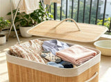 19 Gallon Bamboo Laundry Hamper Lid & Removable Washable Liner, Foldable Dirty Clothes Basket 73343171