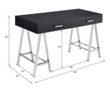 Black High Gloss and Chrome Writing Desk with USB Port B062P209204